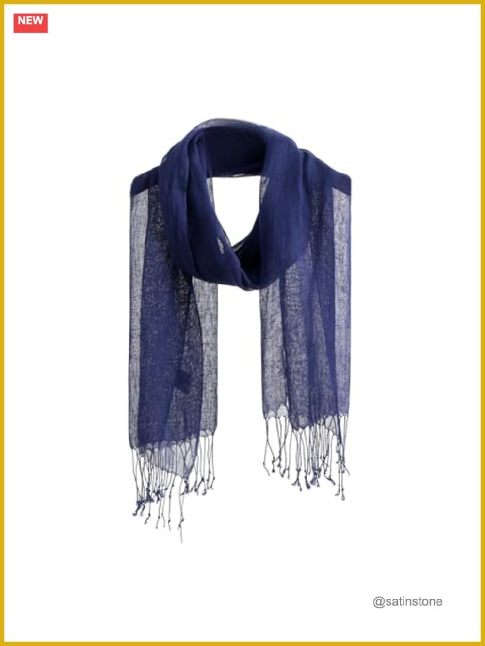 Lightweight 100% Linen Summer Scarf Shawl Wrap Fringe 21.7x70.9in
